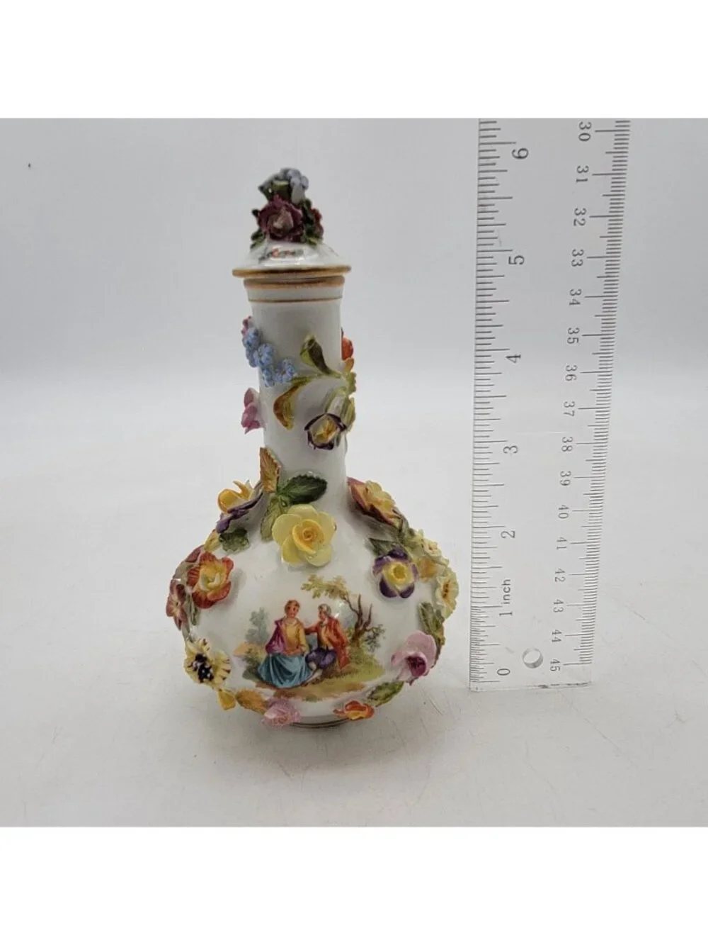Set Of 2 Antique Meissen-Style Porcelain Covered Jar & Vase Carl Thieme Dresden